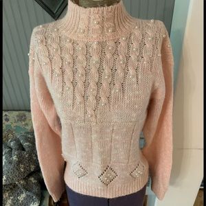 Vintage soft pink sweater w/ embellishment